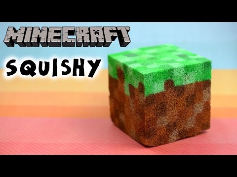 DIY Minecraft Squishy Stress &amp;quot;Ball&amp;quot; // How to make a Minecraft Grass Block Tutorial