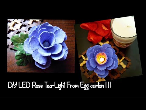 DIY Mini LED Tealight Rose From Egg Carton