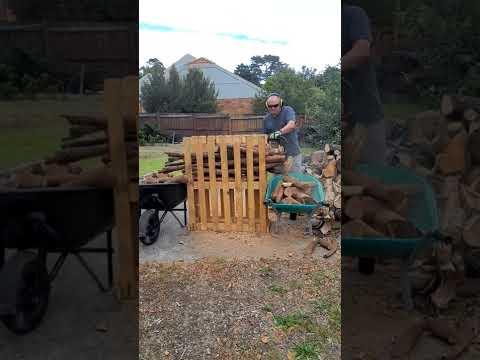 DIY Pallet and Chainsaw Mulching Rack - for easy Vegetation Shredding and Firewood Log Cutting