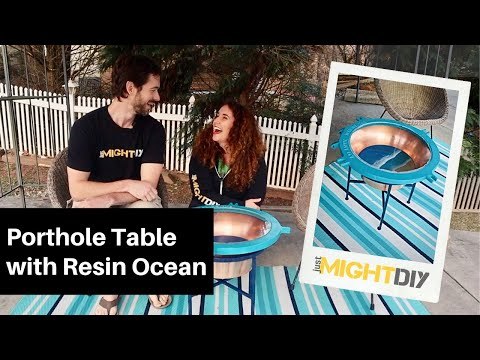 DIY Porthole Table with Resin Ocean Art - Our First Flea Market Flip!