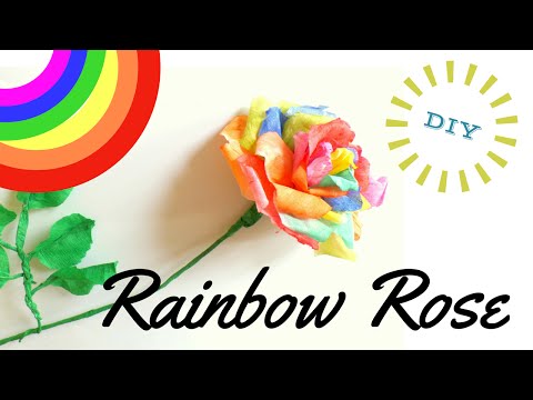 DIY Rainbow Rose | Crepe Paper Flowers Tutorial | by Fluffy Hedgehog