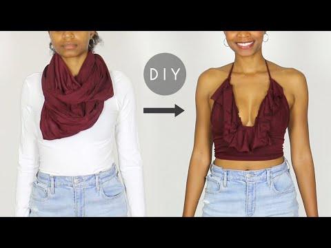 DIY Ruffle Halter Top From a Scarf (Easy Sewing)