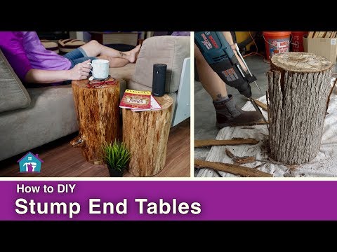 DIY Rustic Stump End Tables