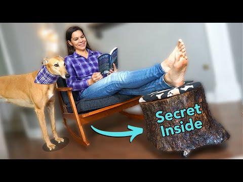 DIY Stump Foot Rest with Hidden Compartment