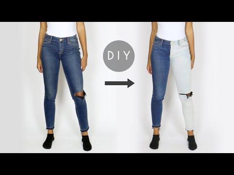 DIY Two-Tone Half Bleached Jeans