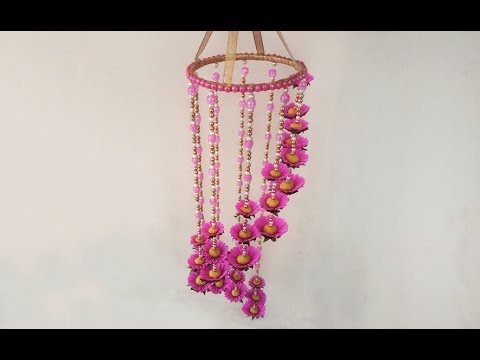 DIY Wall Hanging Home Decoration Idea Using Paper Flowers | DIY Wind Chime | Easy Room Decoration