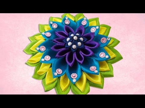 DIY for Girls I Beautiful Kanzashi Satin Ribbon Flower Hair Accessory | Fabric Flowers