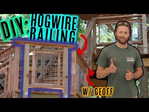 Deck railing with hog wire panels