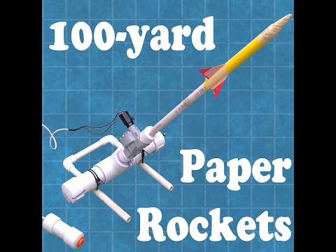 Demonstration of PVC, air-powered paper rocket launcher