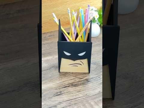 Desk Art Batman Pen Holder|NEJE MAX4 E80 | #neje #diy #lasercutting #batman #batmanart #stationery