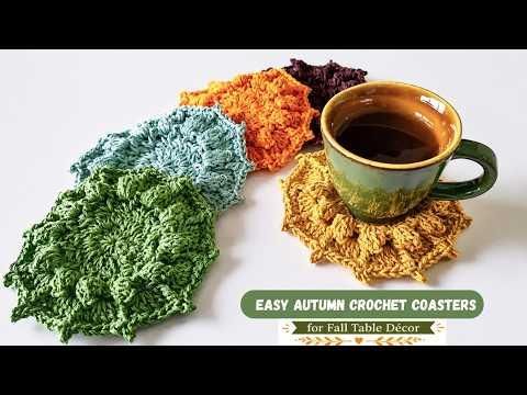 Easy Autumn Crochet Coasters for Fall Table Decor