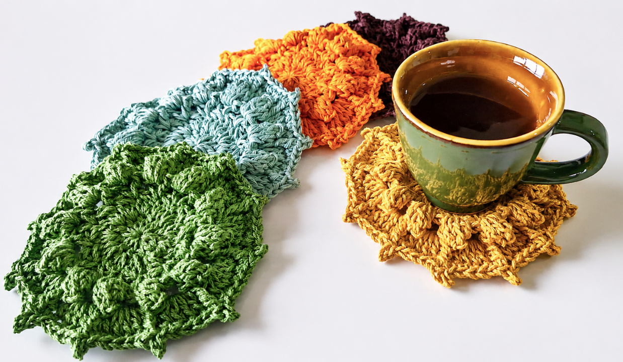 Easy Autumn Crochet Coasters for Fall Table Decor.png