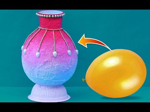 Easy Best Out of Waste Idea | DIY Flower Vase | Paper Pot Making Balloon Crafts