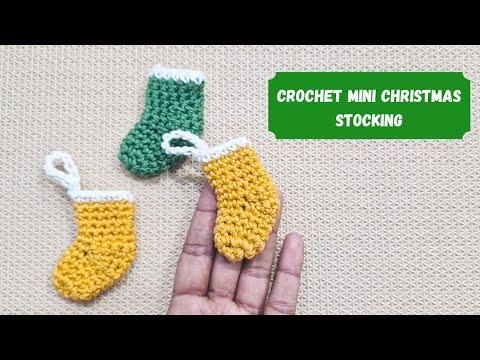 Easy Crochet Mini Christmas Stocking Ornament