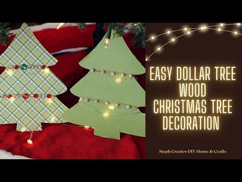 Easy Dollar Tree Christmas Wooden Tree Decorations