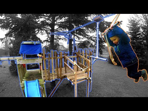 Easy to Build Playhouse with Zipline for Kids