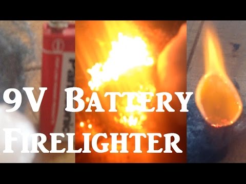 Emergency 9v Battery steel wool firelighter life hack tip trick