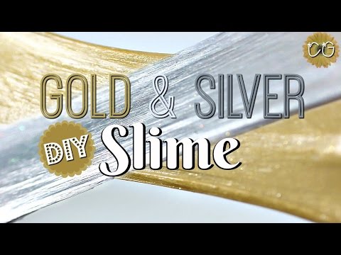 FLUFFY GOLD &amp;amp; SLIVER SLIME - NEW YEARS EVE POKING SLIME!  NO BORAX!