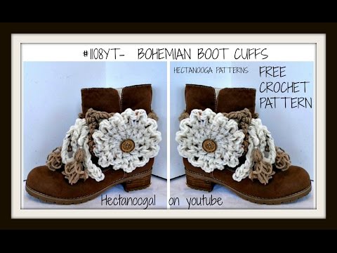 FREE CROCHET PATTERN, BOHEMIAN BOOT CUFFS, fit any size boots,