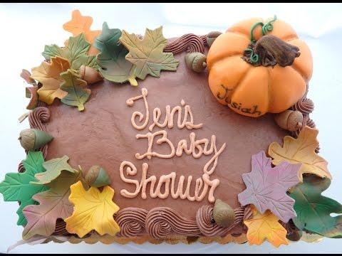 Fall Cake with Fondant Leaves &amp; Acorns | Marisha's Couture Cakes