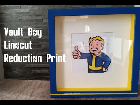 Fallout Vault Boy Linocut Reduction Print