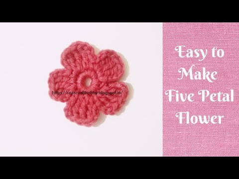 HOW TO CROCHET EASY FLOWER - CROCHET FIVE PETAL FLOWER TUTORIAL