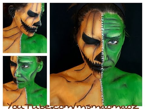 Half Pumpkin Half Frankenstein Body Paint