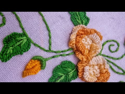 Hand Embroidery | Beautiful Cast on Flower Design |  HandiWorks #67