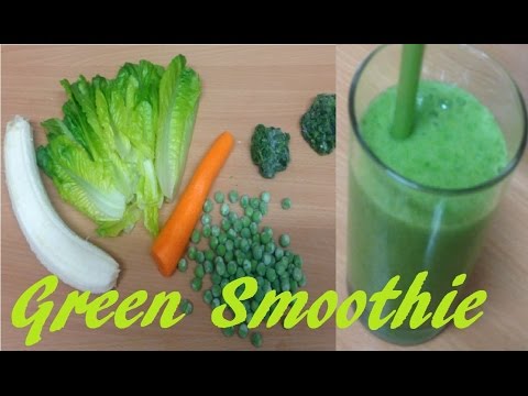 Healthy Green Smoothie With Lettuce Carrot Peas Spinach and Banana