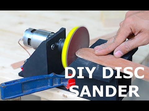 Homemade cordless disc sander using old laptop battery