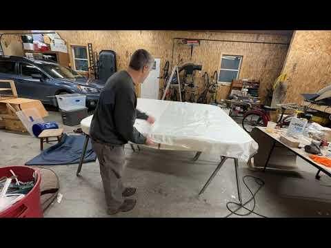 Hot Tub Hard Cover DIY -- Applying Epoxy and Glass Mat