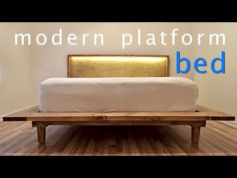 How to Build a Modern Platform Bed w/ Lights - DIY