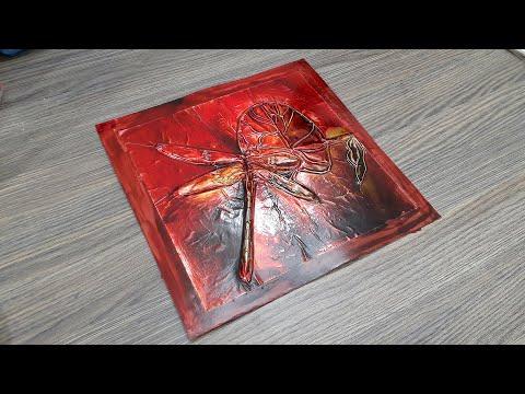 How to Make Dragonfly on Leaf Embossed Painting |Metal Art