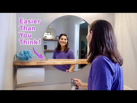 How to Make Faux Live Edge Floating Mirror Shelf