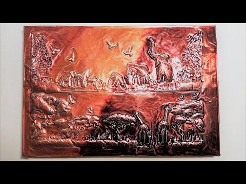 How to Make Jungle Embossed Painting|Metal Art