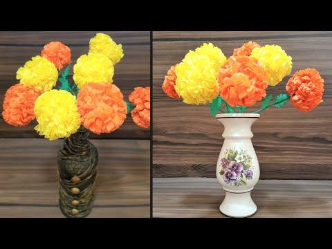 How to Make Marigold Flower|DIY Marigold Flowers|Easy Art &amp;amp; Craft Tutorial