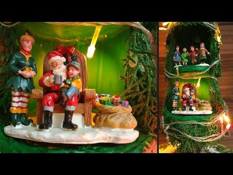 How to Make Merry Christmas Tree Diorama|DIY Santa Claus Sleigh|Easy Art &amp;amp; Craft Tutorial