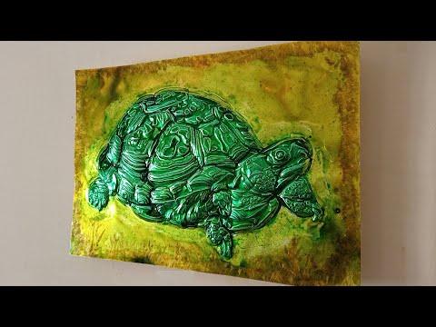 How to Make Turtle Embossed Painting|Metal Art