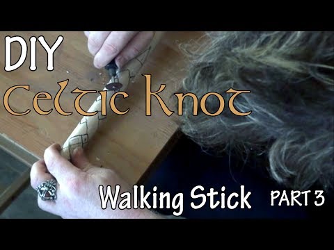 How to Make Wood Celtic Walking Stick - Part 3 Dremel Engraving