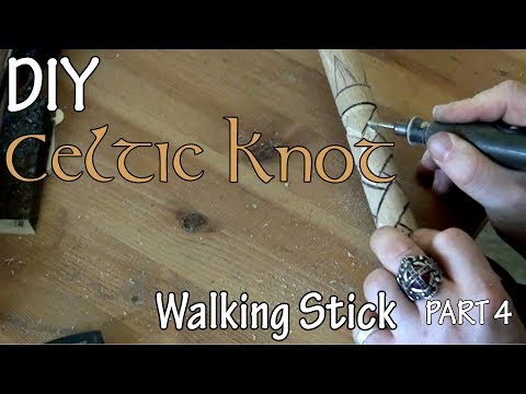 How to Make Wood Celtic Walking Stick - Part 4 Dremel Carving