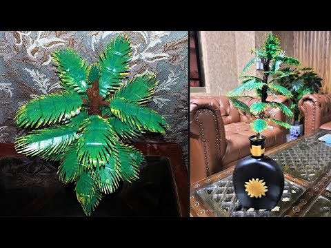 How to make Artificial Tree from Plastic Bottle|DIY Art &amp;amp; Craft tree|plastic tree from Wine bottle