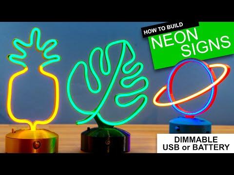 How to make Desktop Neon Signs - 3D Printable, Battery or USB powered &amp; Dimmable!