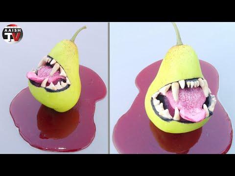 How to make Halloween Zombie Pear in Faux Blood | Halloween Resin Art | Diorama