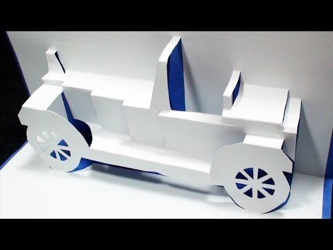 How to make a Classical CAR Pop Up Card (Kirigami 3D) Greeting Card - TCGames [HD]