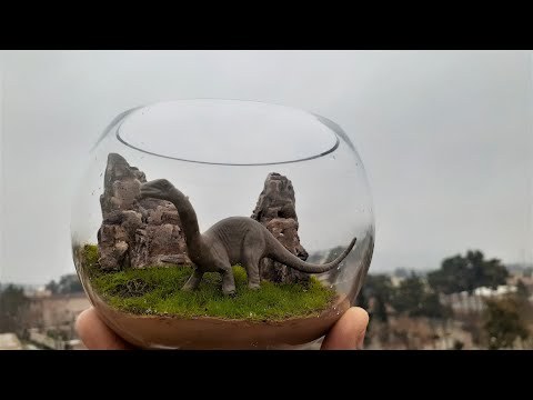 How to make dinosaur Terrarium|Diplodocus landscape diorama