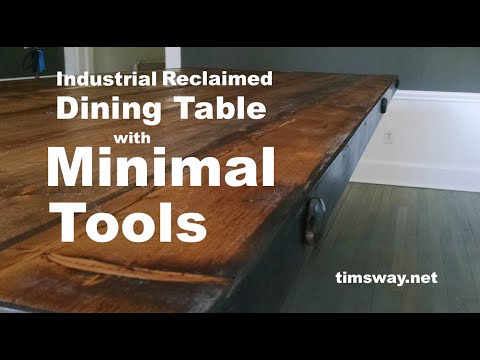 Industrial Reclaimed Dining Table with Minimal Tools