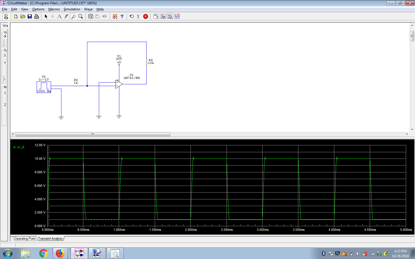 Inverting Amplifier with 1 kHz waveform.png