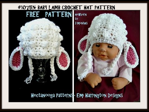 LITTLE LAMB   CROCHET BABY HAT free PATTERN, newborn  to 3 months