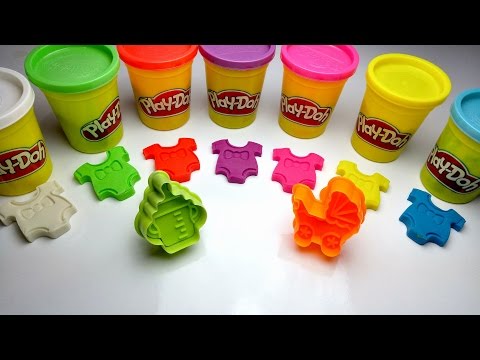 Learn colors with Play Doh baby bottle and stroller molds