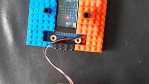 Lego portable gaming console with Space Invaders game